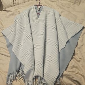 Marina Luna Soft Gray Poncho with Fringe